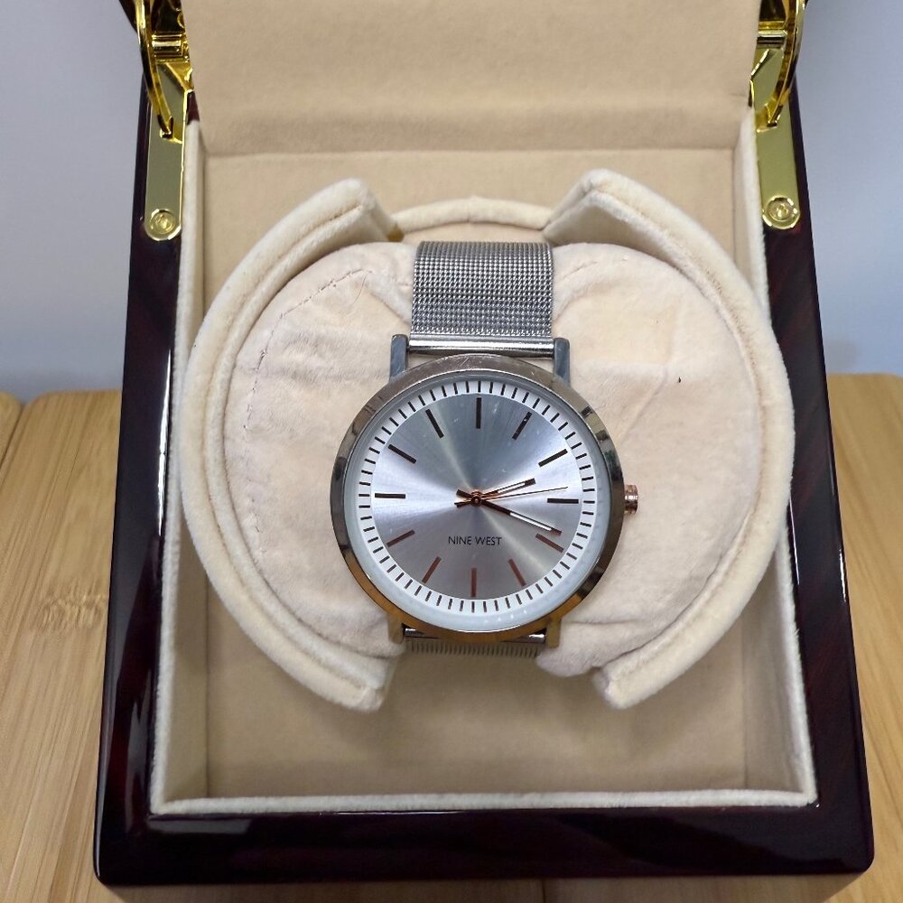 Nine West Rose Gold & Silver Women's Watch w/ Metal Band, 35mm